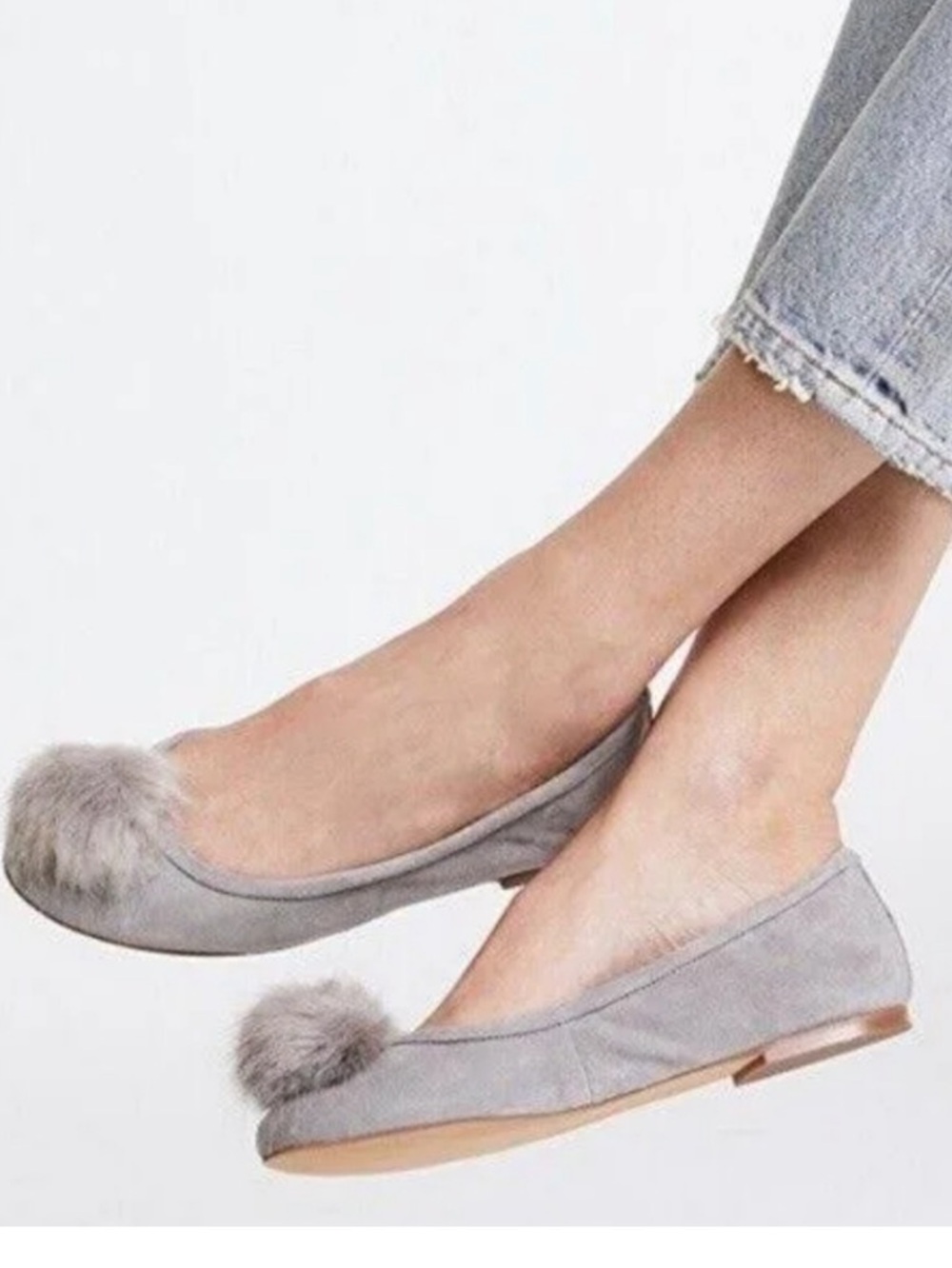 Sam Edelman Suede Leather Ballet Flats Pom Pom Women’s 9 Old Money